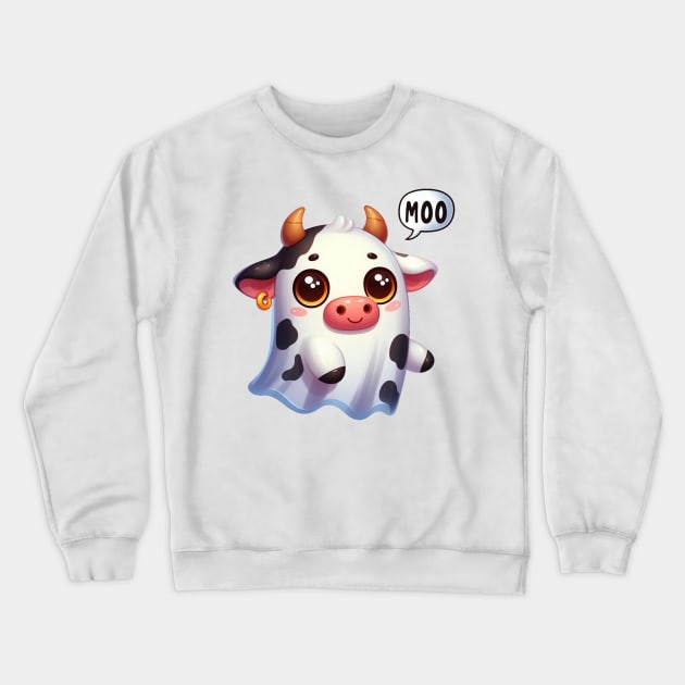 Cute Cow Ghost Crewneck Sweatshirt by Dmytro